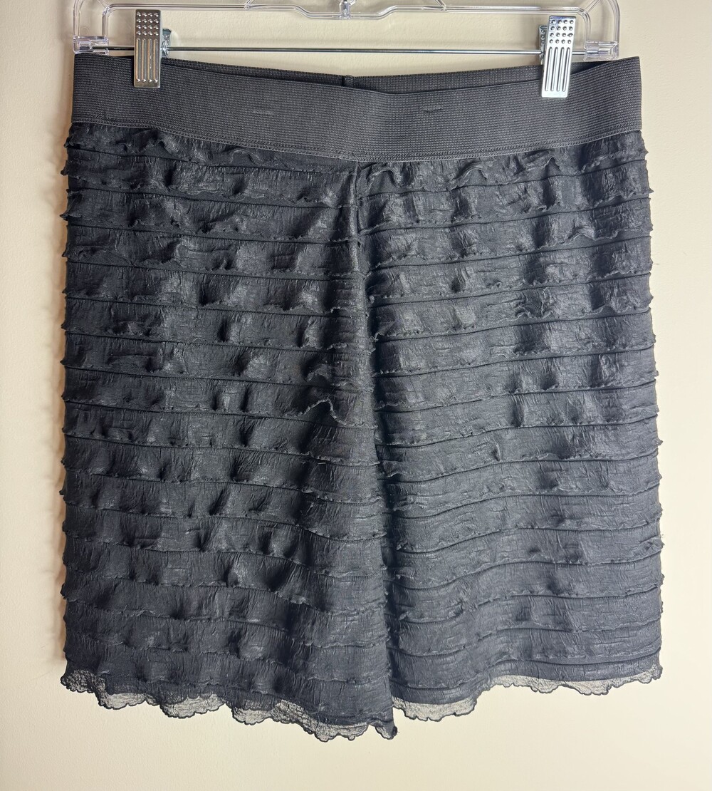 Forenza Black Medium Skirt Textured Ruffle Layered Elastic Waistband